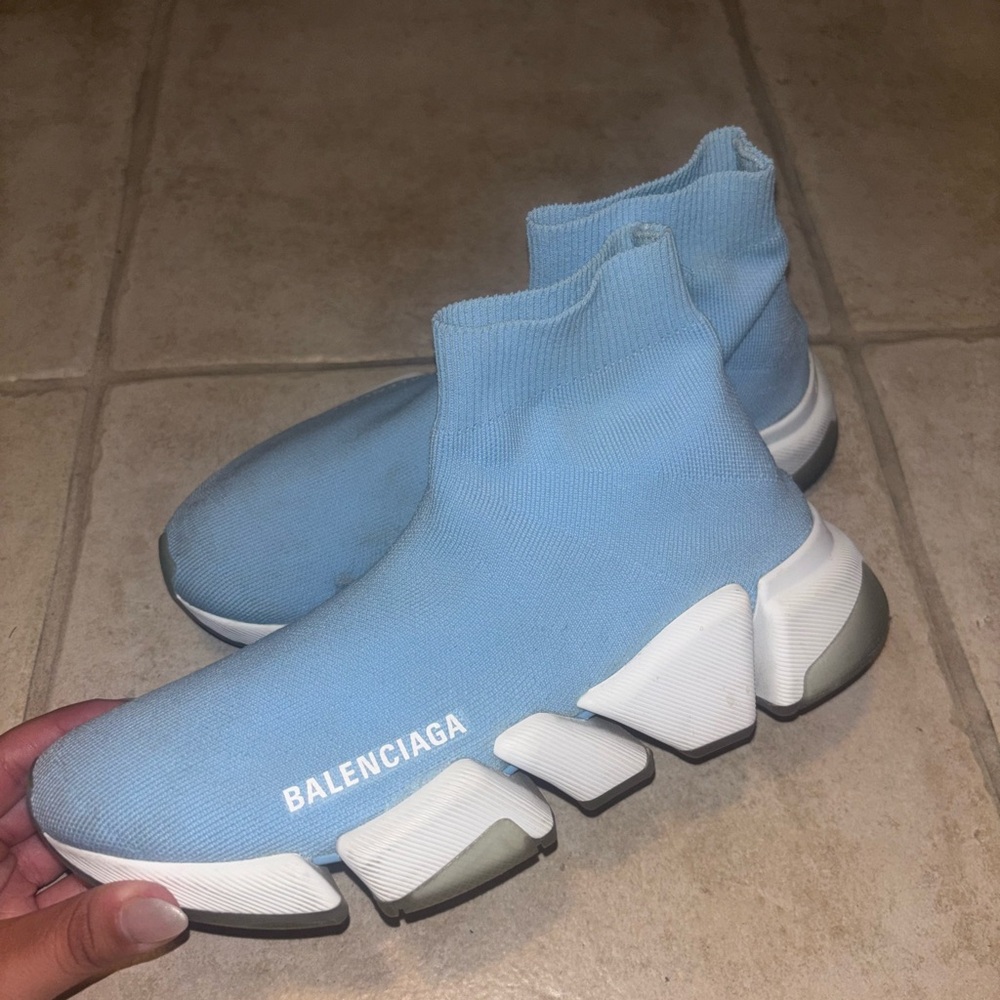 Balenciaga Sky Blue Knit Sneakers